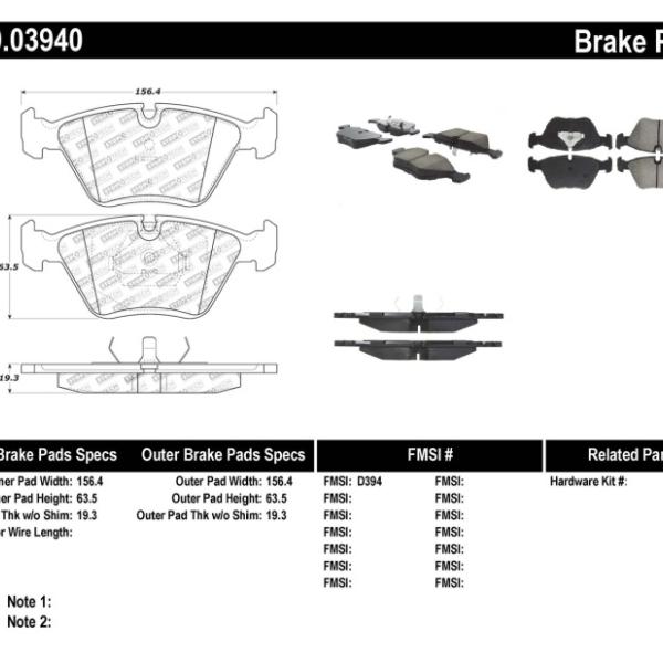 ST Sport Brake Pads Stoptech 309.03940