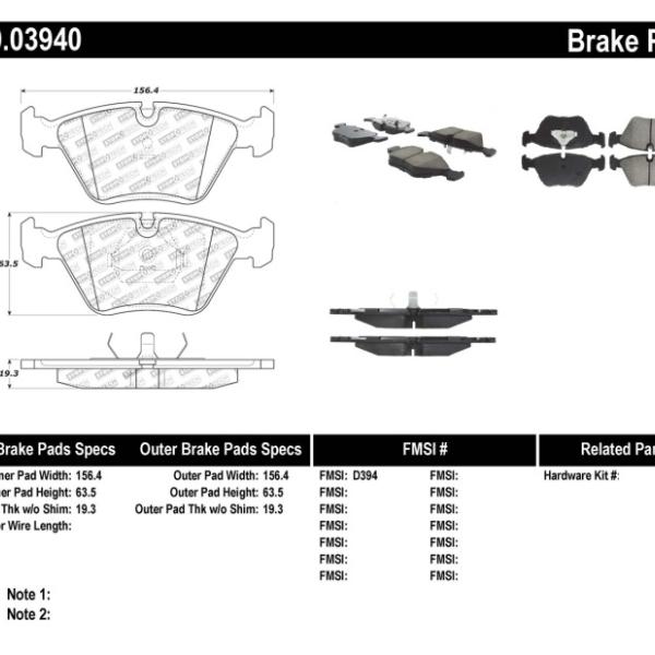 ST Sport Brake Pads Stoptech 309.03940