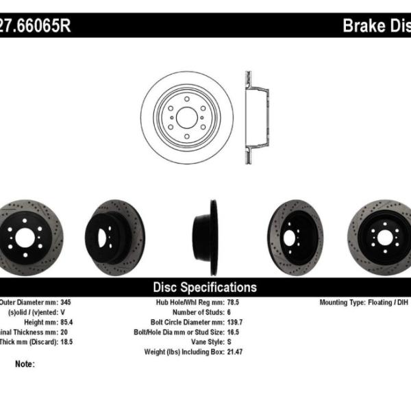 ST Slot & Drill Brake Rotors Stoptech 127.66065R