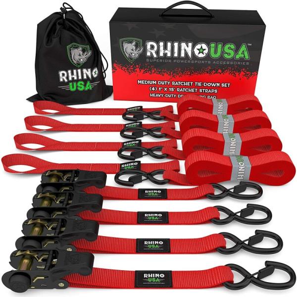 RSA Tie Down Kits Rhino USA RCHT-4PACK-RED