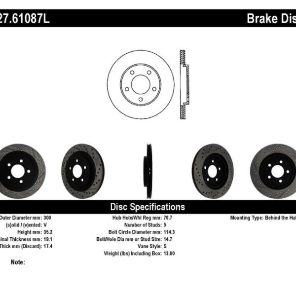 ST Slot & Drill Brake Rotors Stoptech 127.61087L