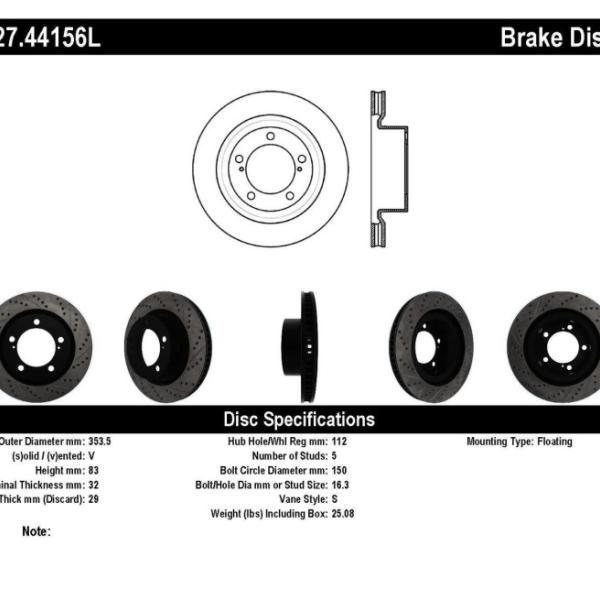 ST Slot & Drill Brake Rotors Stoptech 127.44156L