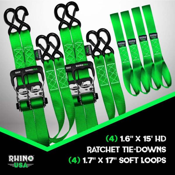 RSA Tie Down Kits Rhino USA TD-GC1.6X15-GRN