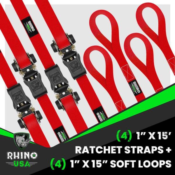 RSA Tie Down Kits Rhino USA RCHT-4PACK-RED
