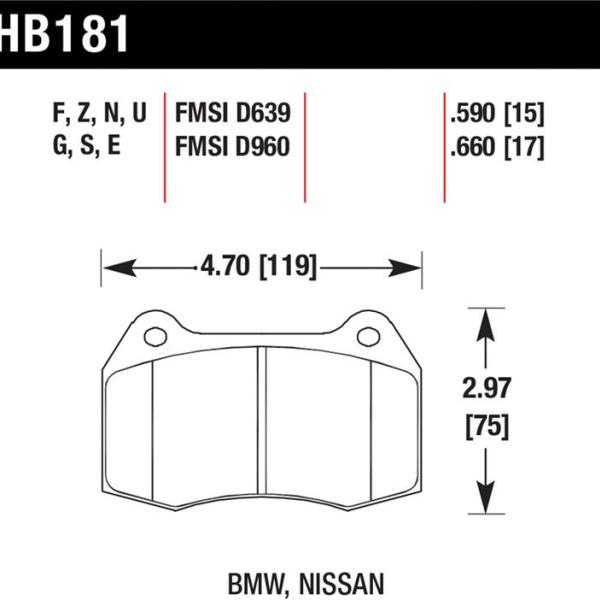HAWK HPS Brake Pad Sets Hawk Performance HB181F.660