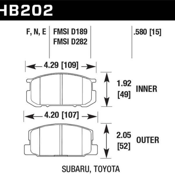 Hawk Performance HB202E.580