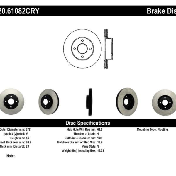 Stoptech 120.61082CRY