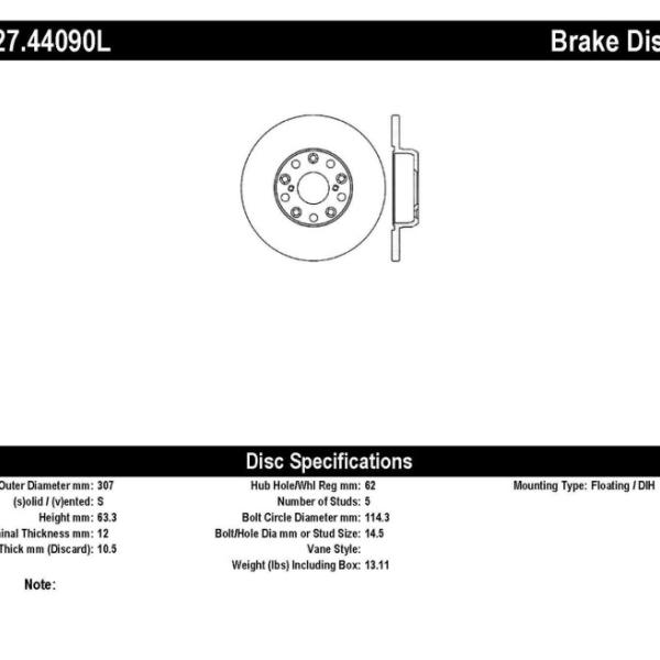 ST Slot & Drill Brake Rotors Stoptech 127.44090L