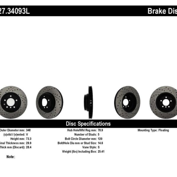 ST Slot & Drill Brake Rotors Stoptech 127.34093L