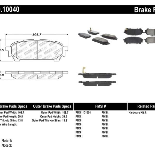 ST Sport Brake Pads Stoptech 309.10040