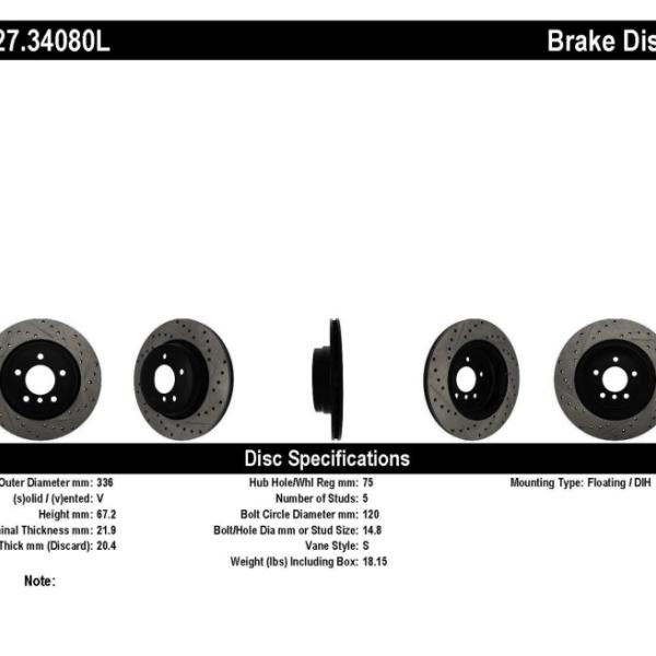 ST Slot & Drill Brake Rotors Stoptech 127.34080L