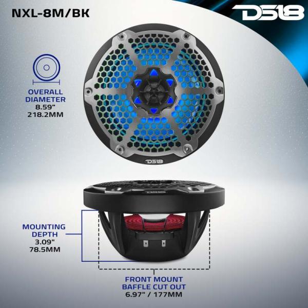 DSE NXL Coaxial Marine Speakers DS18 NXL-8M/BK