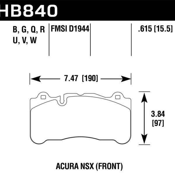 HAWK DTC-60 Brake Pad Sets Hawk Performance HB840G.615