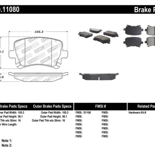 ST Sport Brake Pads Stoptech 309.11080