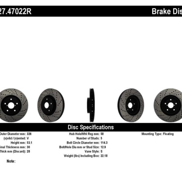 ST Slot & Drill Brake Rotors Stoptech 127.47022R