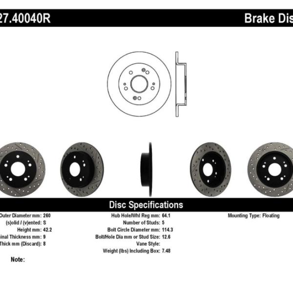 ST Slot & Drill Brake Rotors Stoptech 127.40040R
