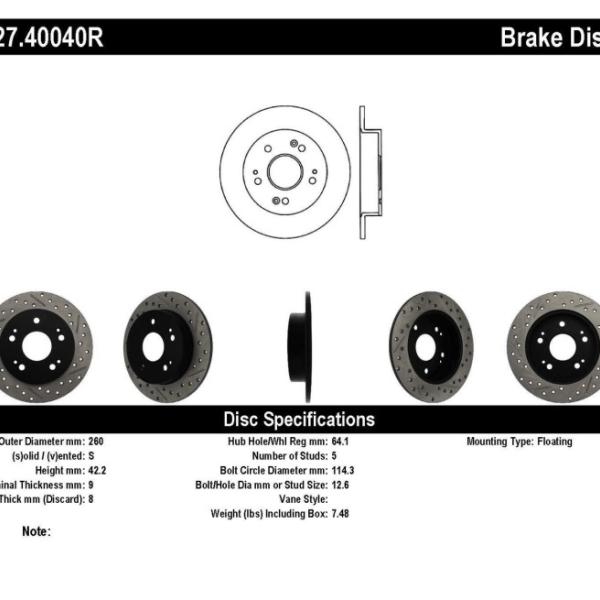 ST Slot & Drill Brake Rotors Stoptech 127.40040R