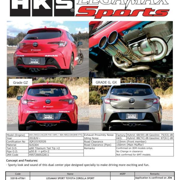 HKS Exhaust - Legamax HKS 32018-AT061
