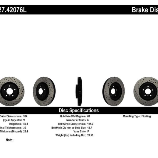 ST Slot & Drill Brake Rotors Stoptech 127.42076L