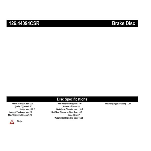 Stoptech 126.44094CSR