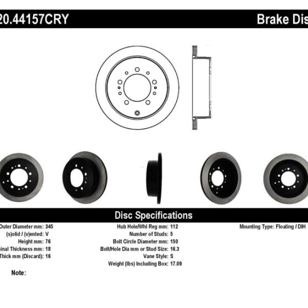 ST Premium Carbon Brake Rotors Stoptech 120.44157CRY