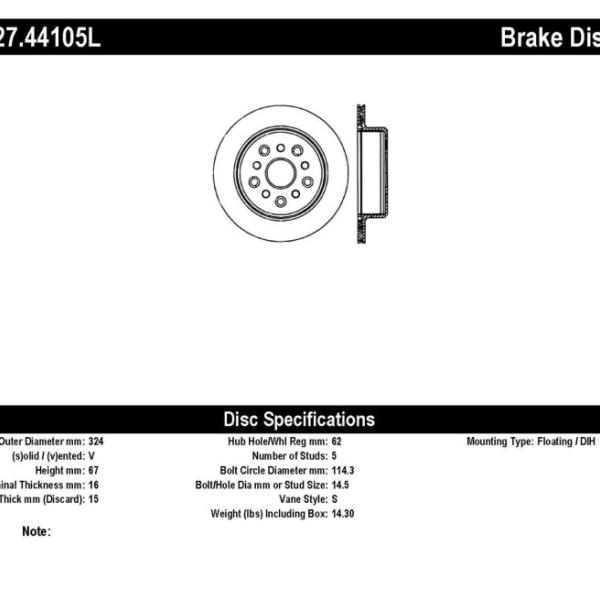 ST Slot & Drill Brake Rotors Stoptech 127.44105L