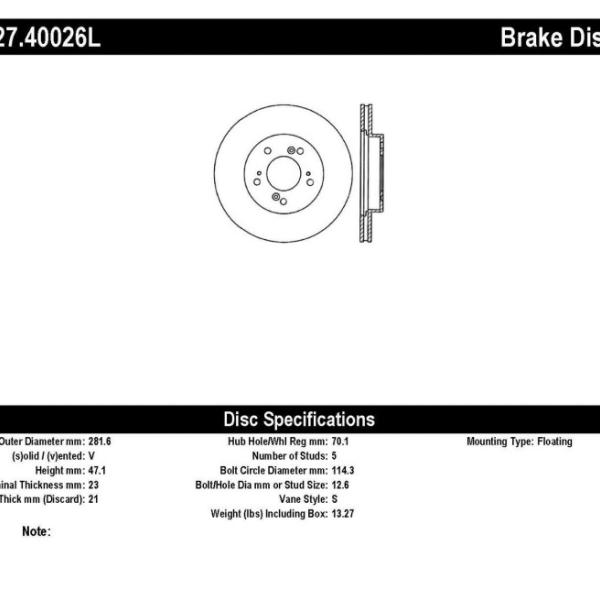 ST Slot & Drill Brake Rotors Stoptech 127.40026L