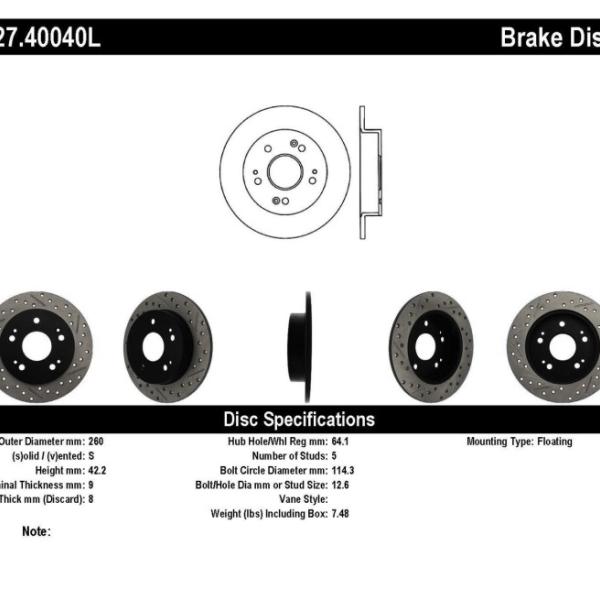 ST Slot & Drill Brake Rotors Stoptech 127.40040L