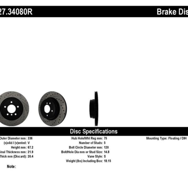 ST Slot & Drill Brake Rotors Stoptech 127.34080R