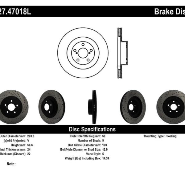 ST Slot & Drill Brake Rotors Stoptech 127.47018L