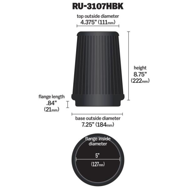 KN Universal Air Filter K&N Engineering RU-3107HBK