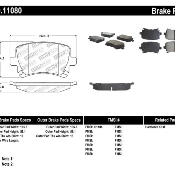 ST Sport Brake Pads Stoptech 309.11080