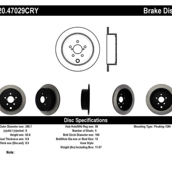 ST Performance Brake Rotors Stoptech 120.47029CRY