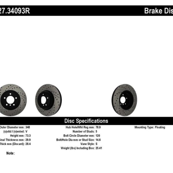 ST Slot & Drill Brake Rotors Stoptech 127.34093R