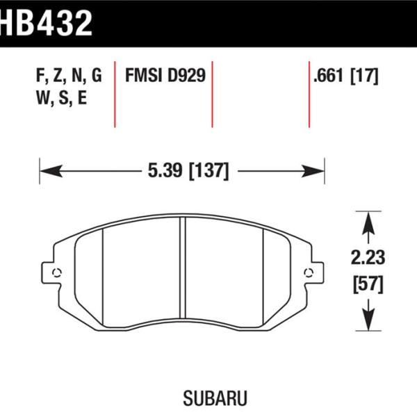HAWK Ceramic Brake Pad Sets Hawk Performance HB432Z.661