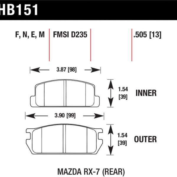 HAWK Blue 9012 Brake Pad Sets Hawk Performance HB151E.505
