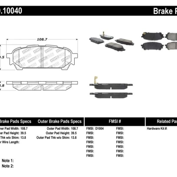 ST Sport Brake Pads Stoptech 309.10040