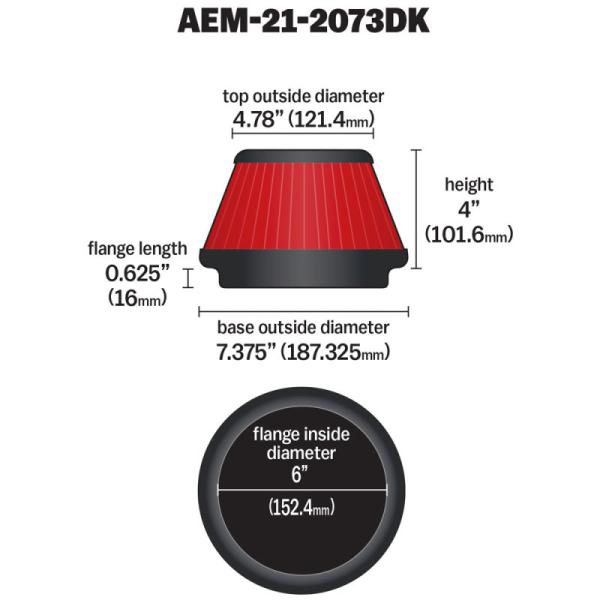 AEM IND Universal Air Filter AEM Induction 21-2073DK