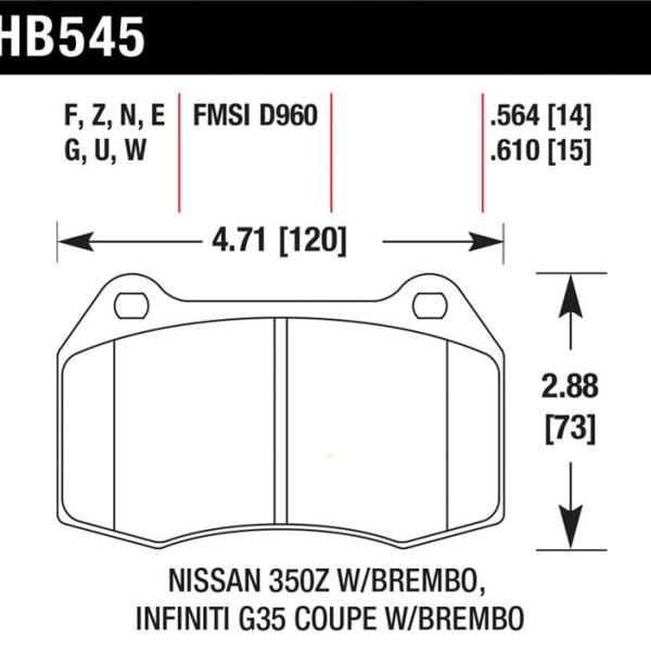 HAWK DTC-70 Brake Pad Sets Hawk Performance HB545U.564