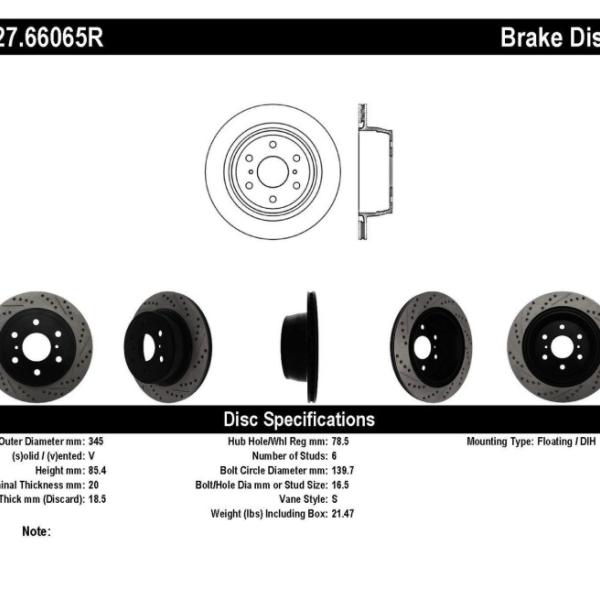 ST Slot & Drill Brake Rotors Stoptech 127.66065R