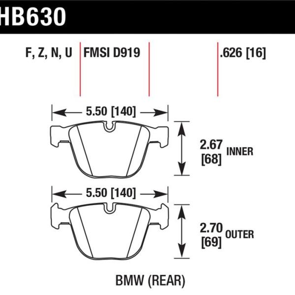 HAWK DTC-70 Brake Pad Sets Hawk Performance HB630U.626