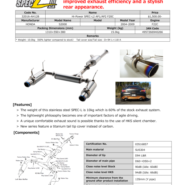 HKS 32016-AH128