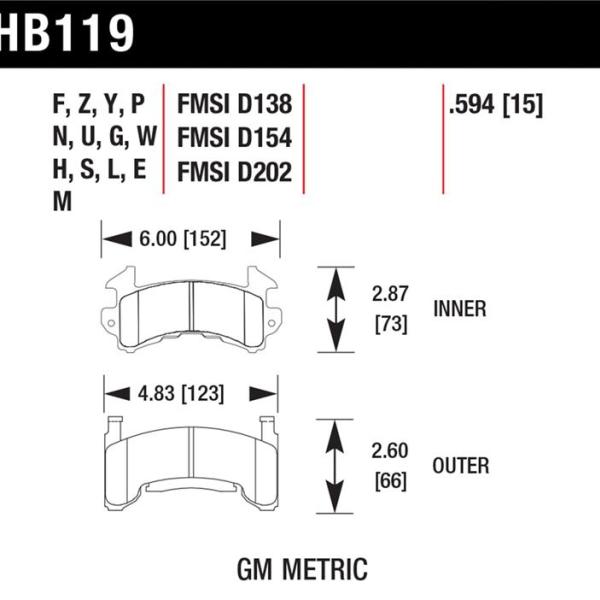 HAWK Ceramic Brake Pad Sets Hawk Performance HB119Z.594