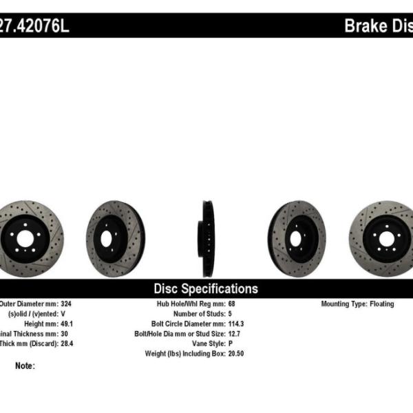 ST Slot & Drill Brake Rotors Stoptech 127.42076L