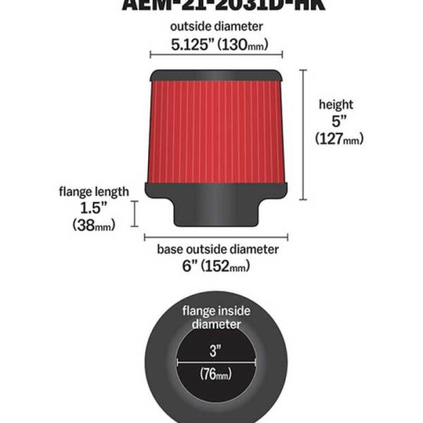 AEM IND Universal Air Filter AEM Induction 21-2031D-HK
