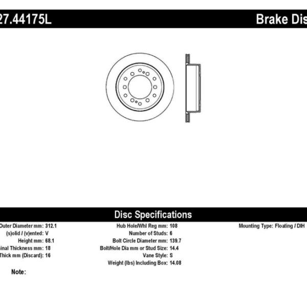 ST Slot & Drill Brake Rotors Stoptech 127.44175L