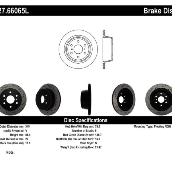 ST Slot & Drill Brake Rotors Stoptech 127.66065L