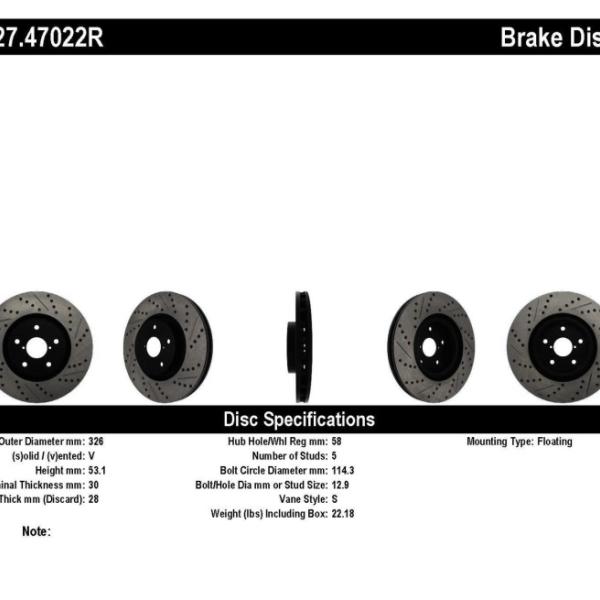 ST Slot & Drill Brake Rotors Stoptech 127.47022R