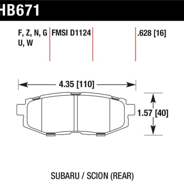 HAWK Ceramic Brake Pad Sets Hawk Performance HB671Z.628
