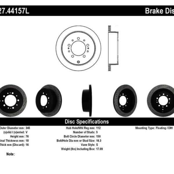 ST Slot & Drill Brake Rotors Stoptech 127.44157L